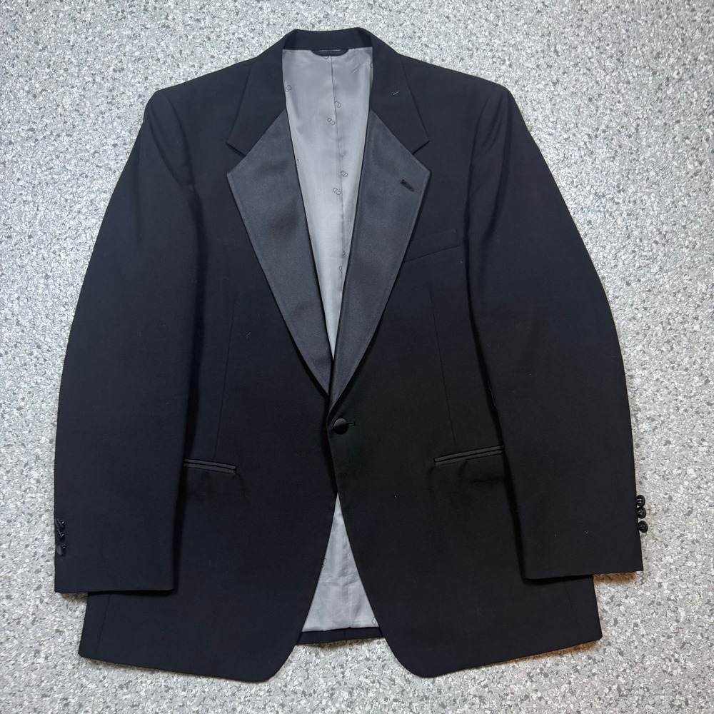 Vintage Christian Dior Monsieur Tuxedo Jacket 44R Satin Lapel Formal Luxury USA